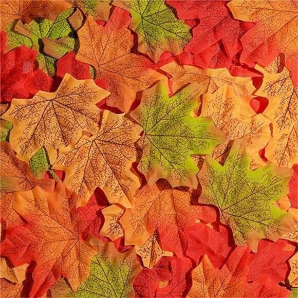 New 200 PCS 3.15-inch Assorted Fake Fall Leaves for Home Autumn Decor & Crafts - Picture 7 of 7